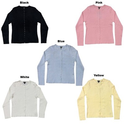 Express Women's Lightweight Slim Fit Ribbed Button-Up Sweater