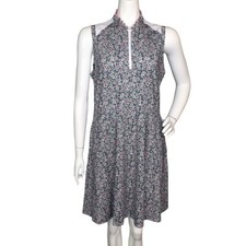 RLX RALPH LAUREN Dress, L, Blue/Pink Floral, Sleeveless, Zip Neck, Activewear