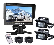 Backup Camera System 4 PIN 7'' Monitor Night 10m+20m for RV Truck van