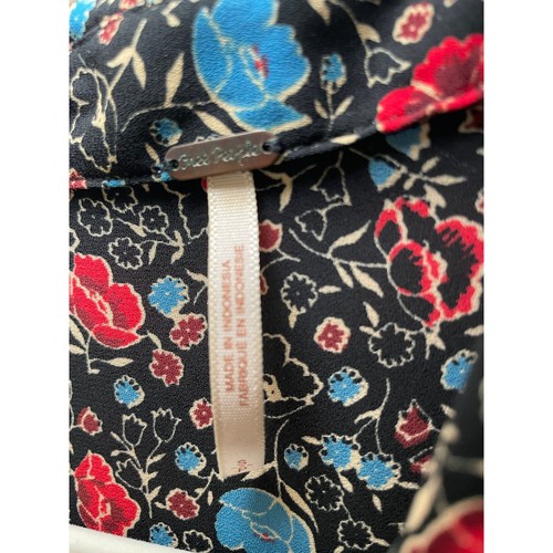 Free People Women’s Floral Bishop Sleeves Ruffle Front Blouse Shirt size small - Picture 3 of 5