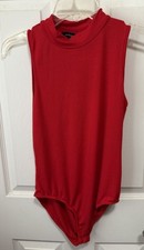 Ambiance Red Mock Neck Ribbed BodySuit - Size Large