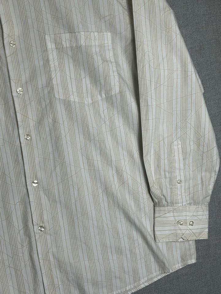 Camisa de vestir Eighty Eight para hombre XL blanca a rayas con botones manga larga Foto 4 de 4