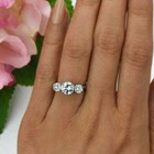 14K White Gold Over 2.20CT Round Cut Diamond 3-Stone Engagement Wedding Ring — photo 3