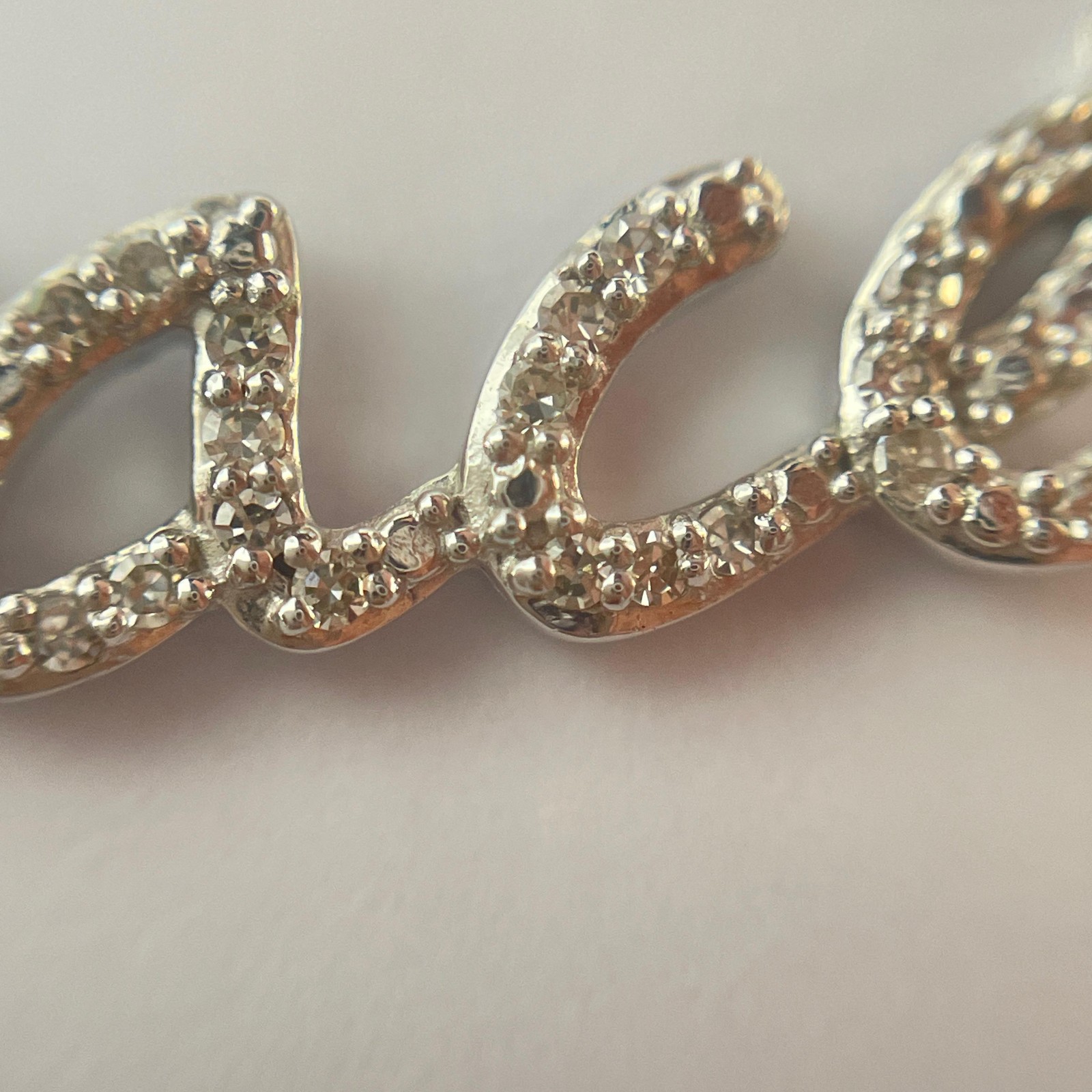 Solid White Gold Diamond Studded Peace Necklace - image 4