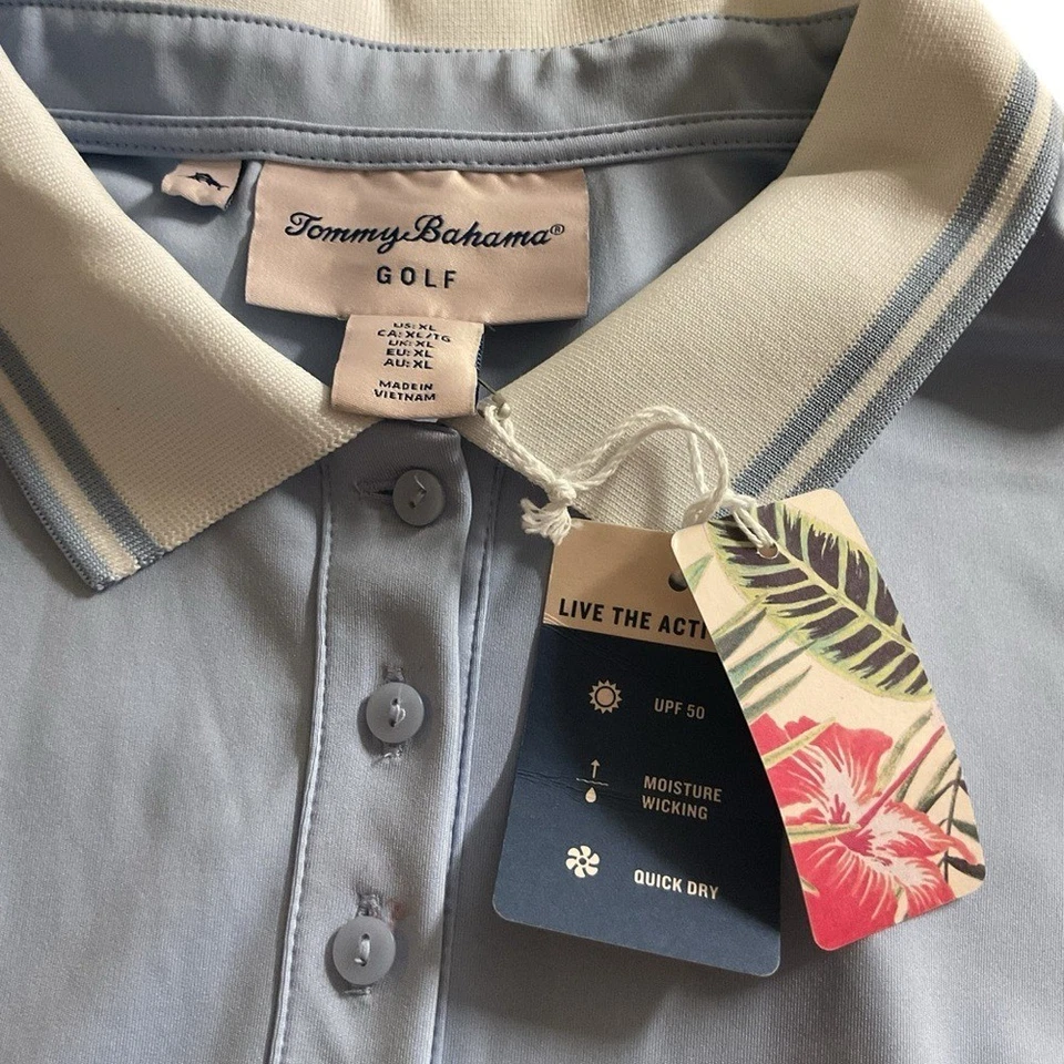 Neu mit Etikett Tommy Bahama Golf UPF 50 ärmelloses hellblaues Polokleid Größe XL - Bild 3 von 4