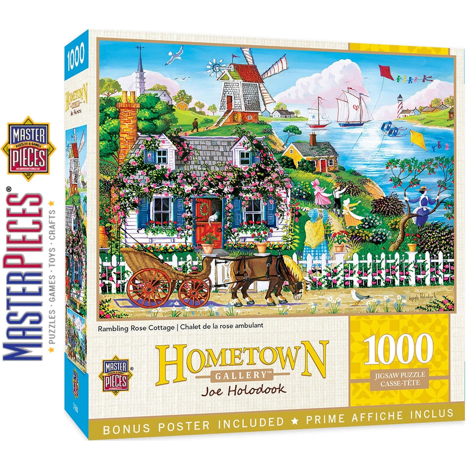 Hometown Gallery RAMBLING ROSE COTTAGE 1000pc Masterpieces Jigsaw Puzzle 72124