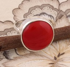 Natural Red Coral Ring 925 Sterling Silver Handmade Ring Women Ring Boho Jewelry