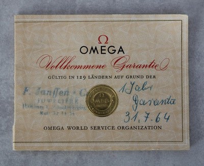 OMEGA Garantiekarte Vollkommene Garantie 1964