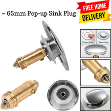 Pop-Up Sink Plugs Chrome Bathroom Push Drain Stopper Plugs 65mm Click Clack Plug