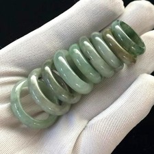 Natural Burmese Jade Jadeite Band Rings, Width about 6mm, Size 7-10
