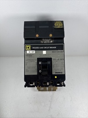 Square D FA34060 Thermal-Magnetic Circuit Breaker, 3-Pole, 60A, 480VAC, 250VDC