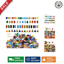 1050 Pieces Colorful Stained Glass Mosaic Tiles - Art Deco Shapes for Crafts