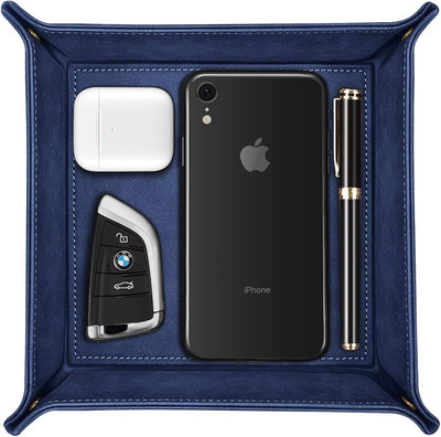 SITHON Valet Tray Desktop Storage Organizer   Premium PU Leather Catchall Bed...