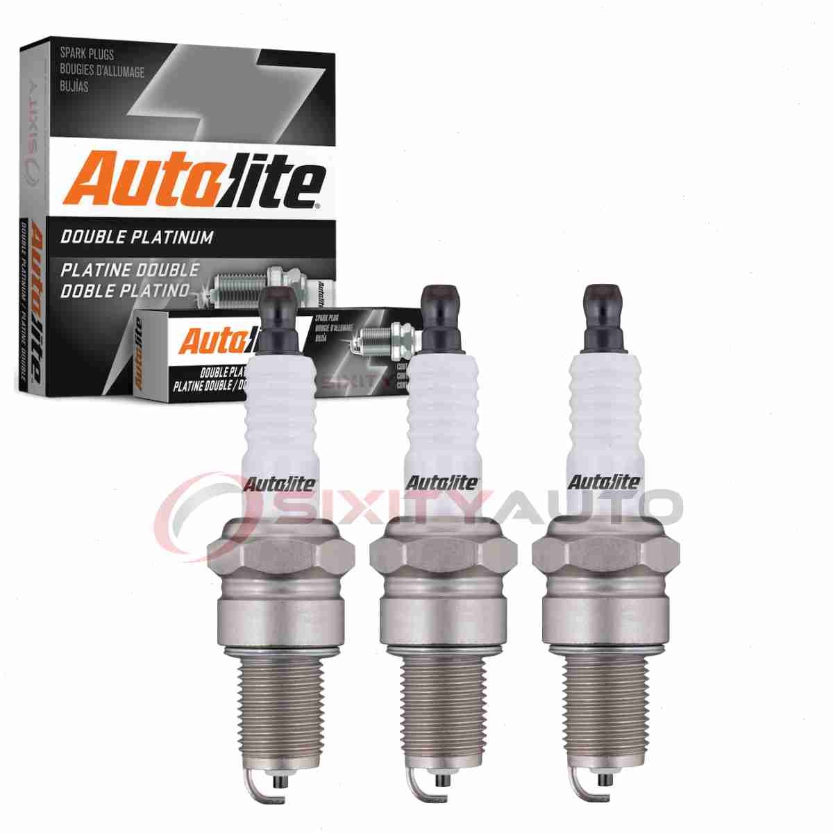 3 pc Autolite Double Platinum Spark Plugs for 1987-1995 Subaru Justy sf