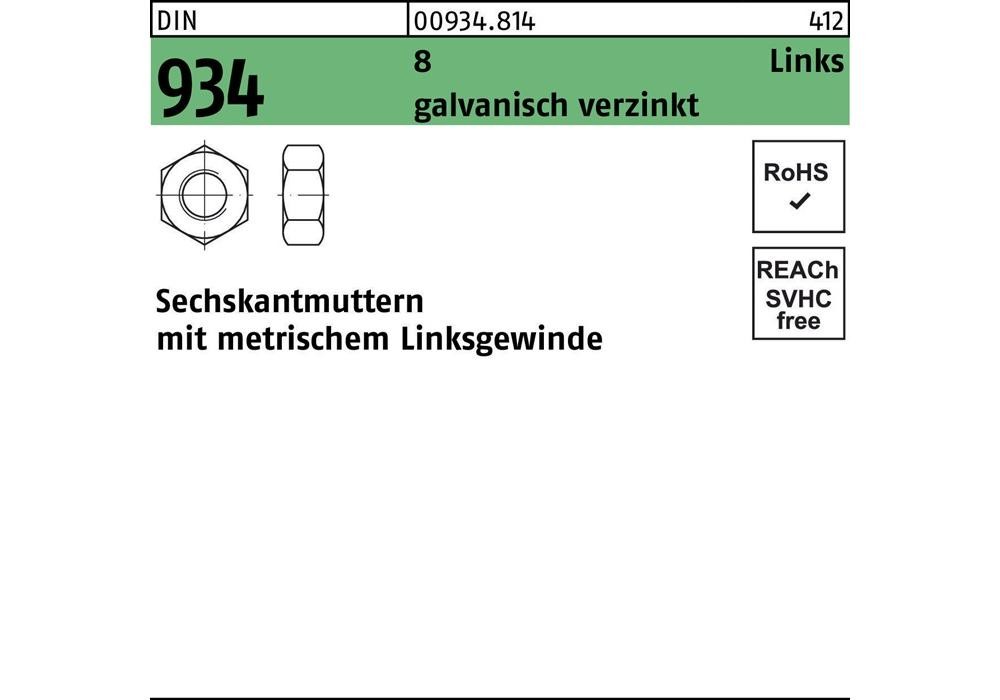 Соединительный элемент Рейхера DIN 934 соединяет M 4 -LH 8 гальванических соединений