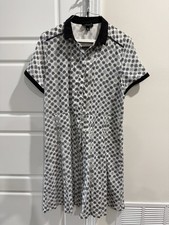 Jason Wu Target Short Sleeve Bicycle Wheel Print Black White Pleated Dress M