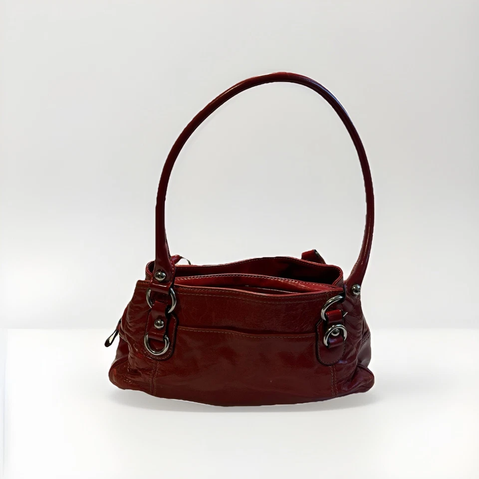 Bolso de hombro vintage de cuero rojo Giani Bernini con correa mediano para mujer Foto 2 de 4