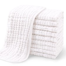 Muslin Burp Cloths for Baby 10 Pack 100 Organic Cotton 20''X10'' White