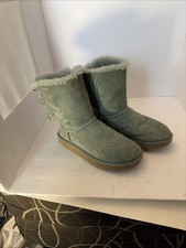 UGG Women's Mini Bailey Bow II Shearling Boots, Artichoke Color , Size 7