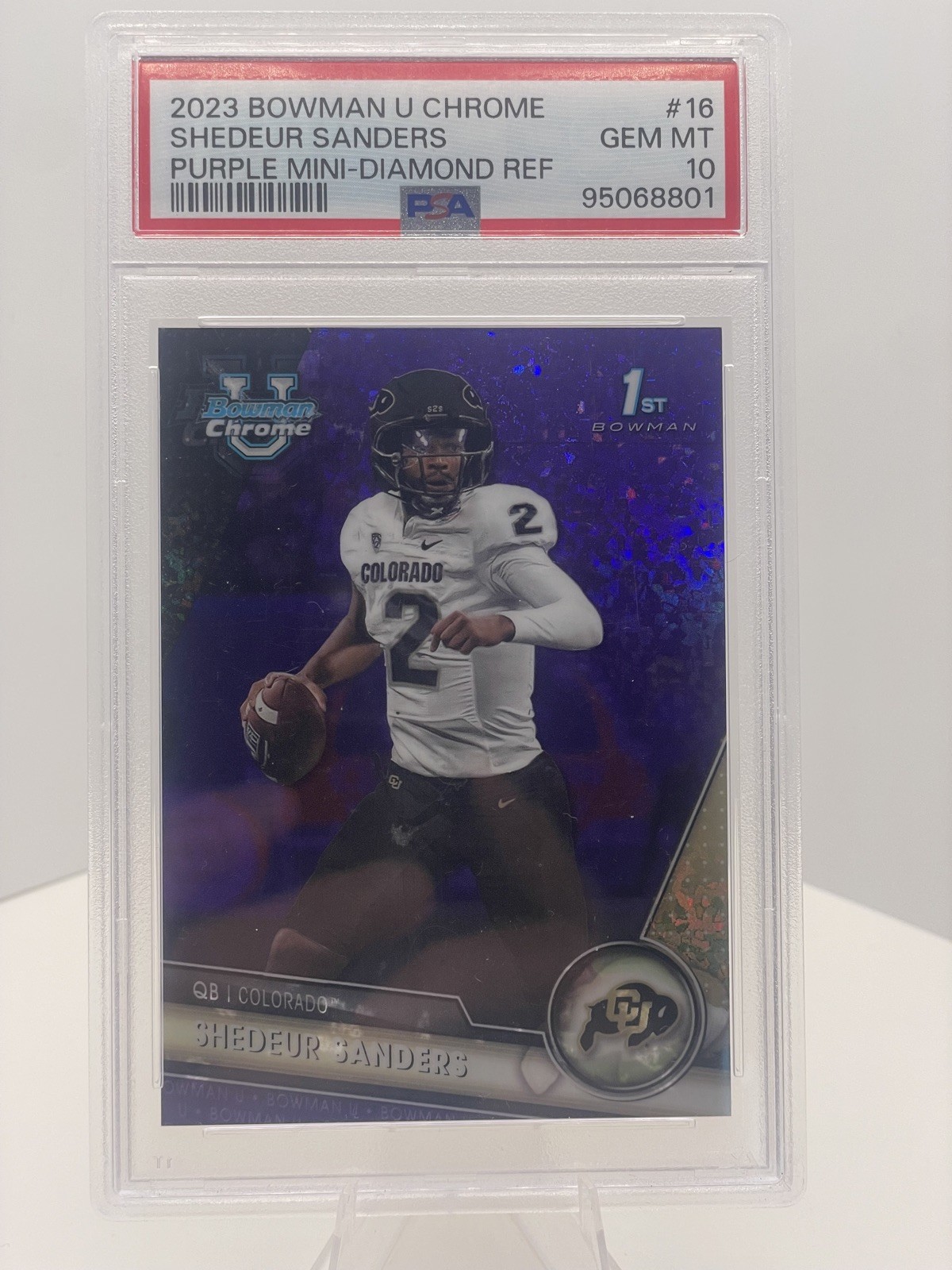 2023 Bowman U Chrome 1st Shedeur Sanders Purple Diamond Refractor /399 PSA 10