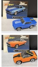 2 Vtg Zip Zaps Fast And The Furious 1970 Dodge Challenger And 1969 Camero