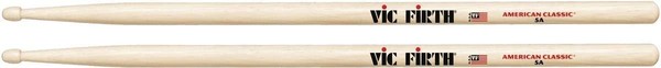 Vic Firth 5A - Baqueta para cajas y baterías (longitud 16", punta de madera),