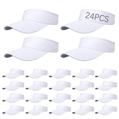 Adjustable Sport Sun Visor Hats Bulk Solid Color Blank Golf Cap Anti 24 White