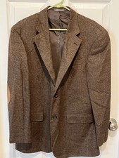 Oscar De La Renta Men's Brown Micro check 100 Lambswool sport coat 41R