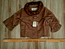 Vintage Lilli Ann Brown Wool Suit Set with Genuine Fur Collar 2 Pc XSmall