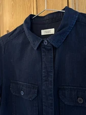 Toast Shirt Dress Japanese Deep Indigo Soft Denim Cotton Twill- UK 14