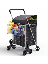 Stair Climbing Shopping Cart Foldable Waterproof Basket 360 