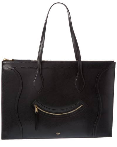 Celine Flat Cabas New Luggage Leather Tote Women's Black