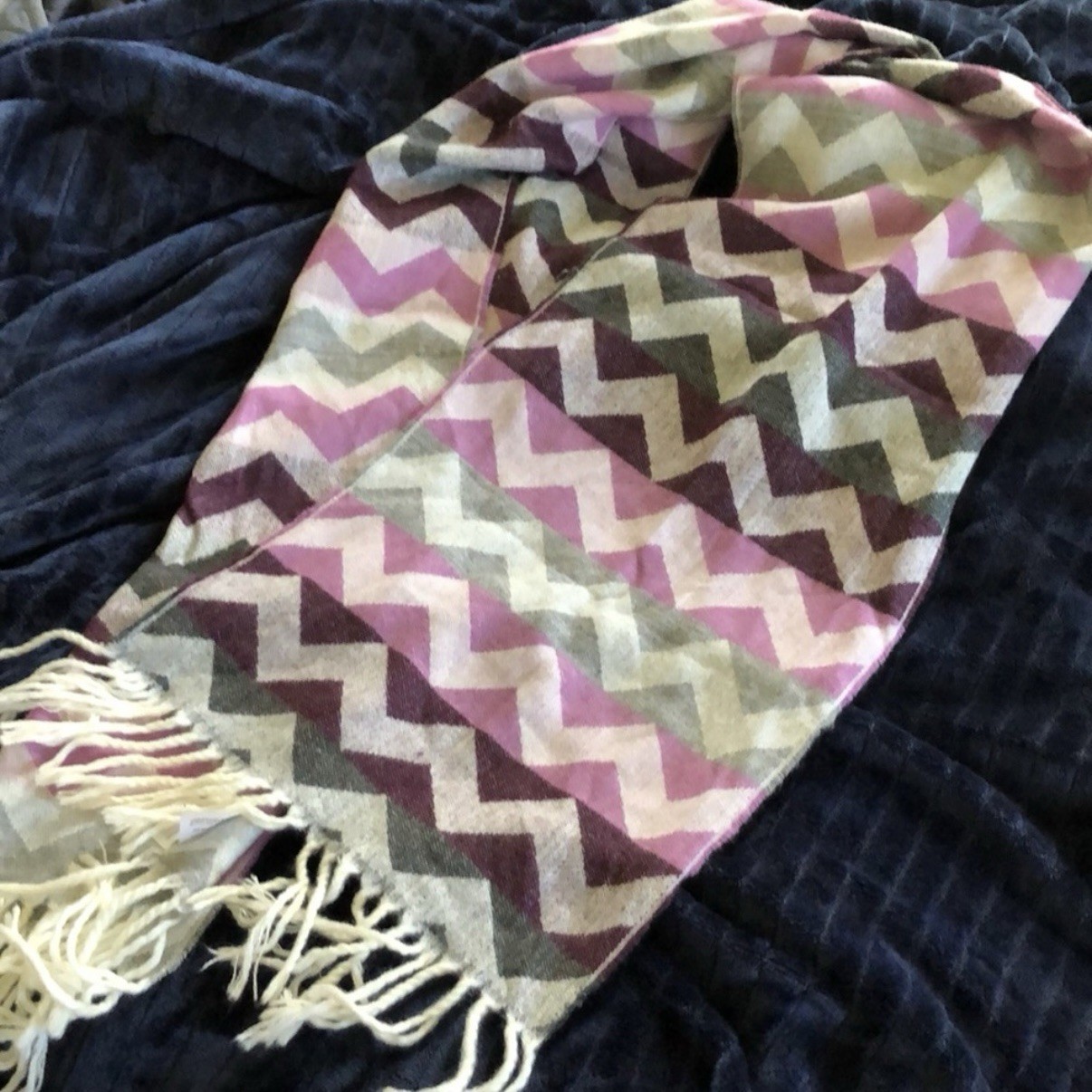 Extra long Geometric Mod Purple Chevron Scarf  wi… - image 4