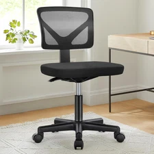 Home Office Desk Chair, Armless Ergonomic Swivel Computer Chair with Wheels, Adj
