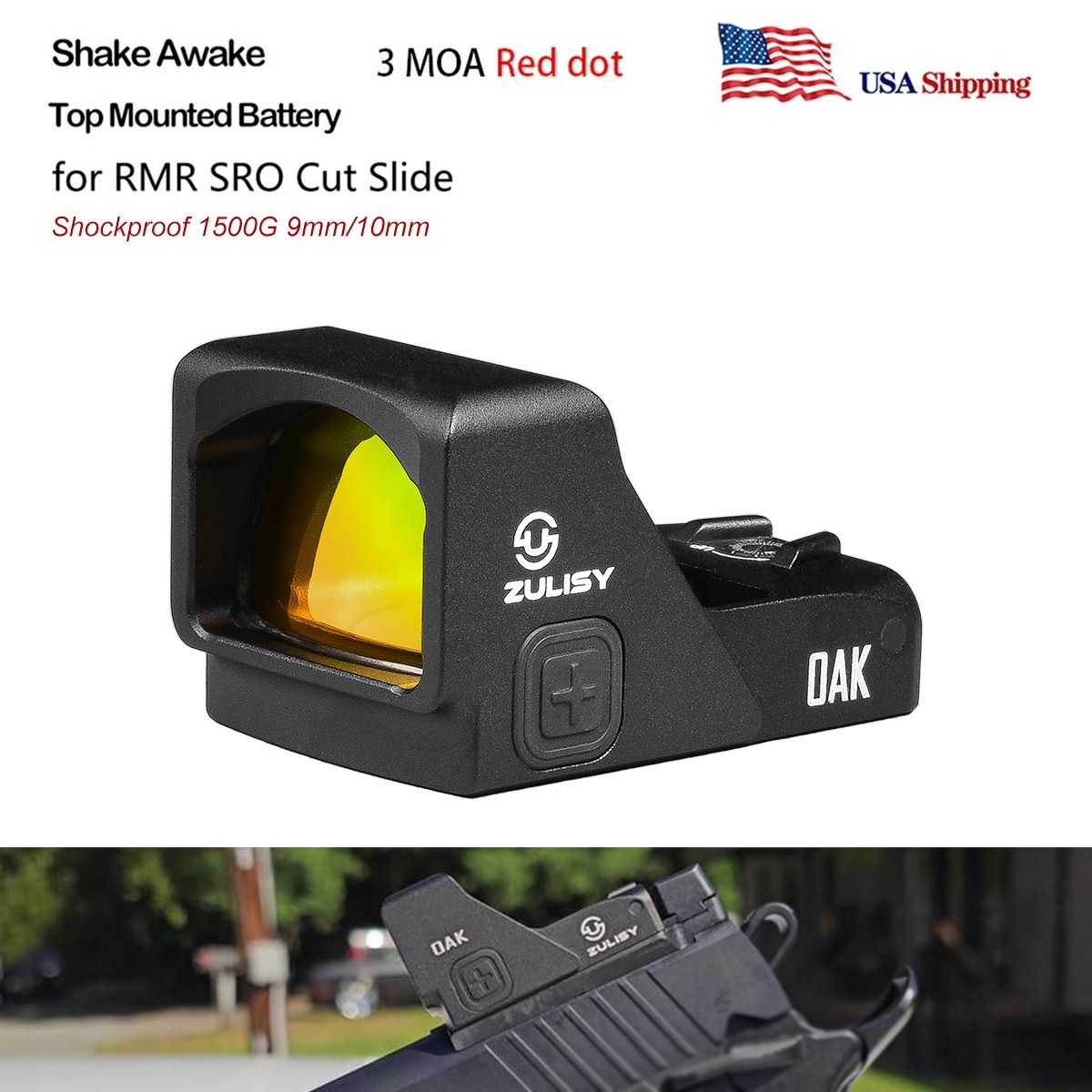 Shake Wake Red Dot Reflex Sights OAK for RMR/407C Plate G17 G19