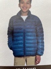 NEW Eddie Bauer Youth Puffer Jacket 650 Sizes 7/8 Medium Lightweight Blue Fade