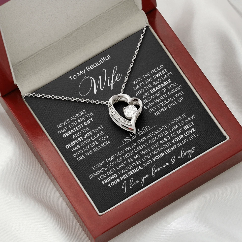 To My Wife Heart Necklace Anniversary valentine's heartfelt Gift From Husband - image 4 of 4