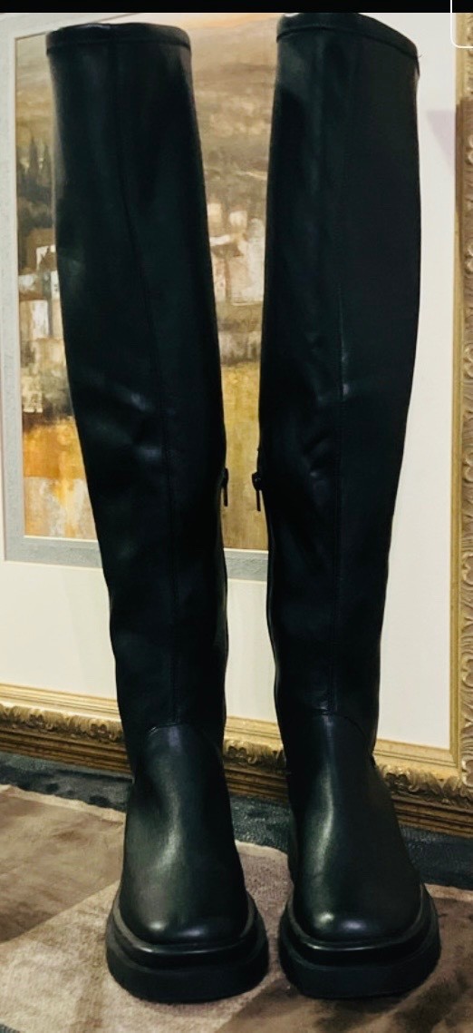 Steve Madden Gibbs Over The Knee Boots Black Lug Sole Chunky Thigh High Size 6