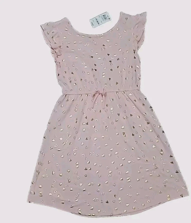 Vestido Epic Threads Rosa Lámina Dorada Corazones Estampado por Todas Partes Volantes Manga Niña Lg Foto 3 de 4