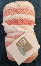 Mothercare Pink Blanket Stripes 70x90cm knitted cotton New