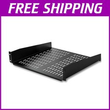 Universal 19" Vented Server Rack Shelf - 2U Heavy Duty Steel