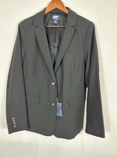 Lands’ End Womens Blazer Size 14 Black Lined One Button Career Work Corpcore NWT