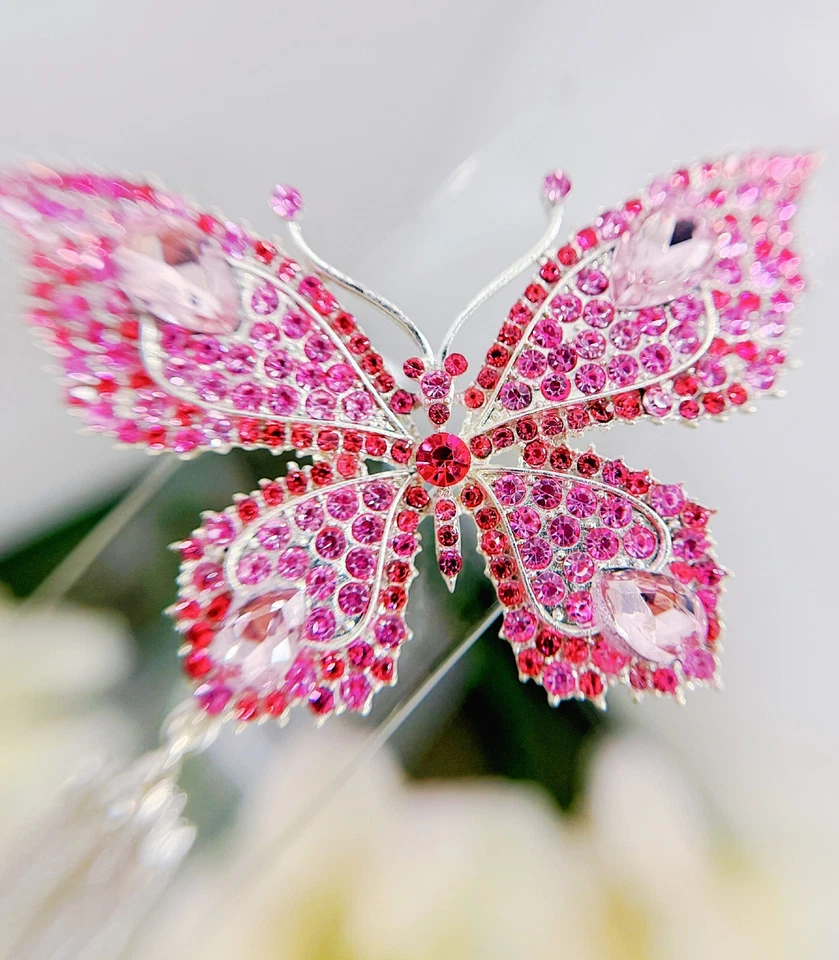 Butterfly Headband, Butterfly Costume Crown, Silver Hair Crown, Pink Halo Crown - Image 2 of 4