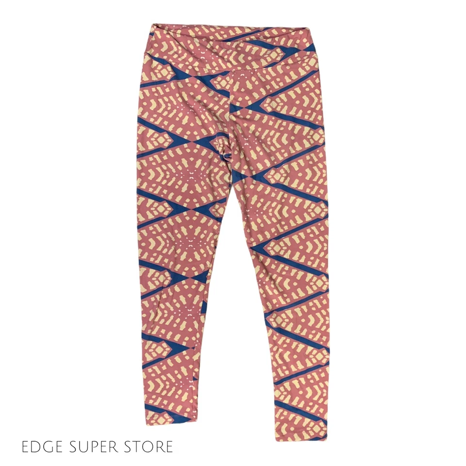 Leggings Lularoe Rosa Claro Azul Estampado Zig Zag Elastizados Pierna Ajustada Altos y Curvilíneos Foto 2 de 4