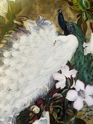 Victorian, Peacock, Peafowl, Artwork, Print, Artwork, Scene, Scenery, Feathers, 
