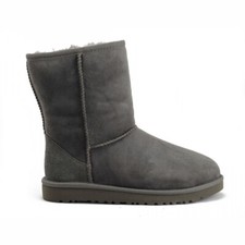 NEW UGG Kid Toddler Classic Grey Short Sheepskin Fur Lined Mid Calf Winter Boot