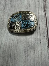 Vintage Blue And Gold Belt Buckles for men