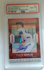2014 Panini EUDOR GARCIA Elite Extra Edition Prospect Auto #41 /799! Mets PSA8