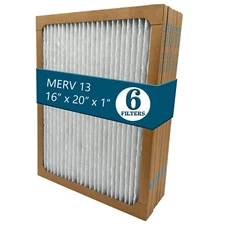 Furnace AC Air Filter MERV 13, 16" x 20" x 1" (Pack of 6)