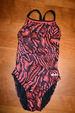 Womens sz 30 Dolfin one piece Swimsuit/lap/swim team black  red racing swimming